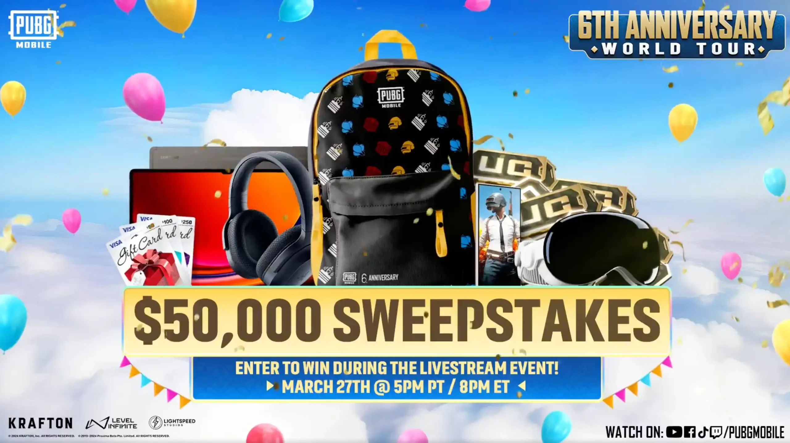 PUBG Mobile Announces 6th Anniversary World Tour Sweepstakes with $50K Prize Pool